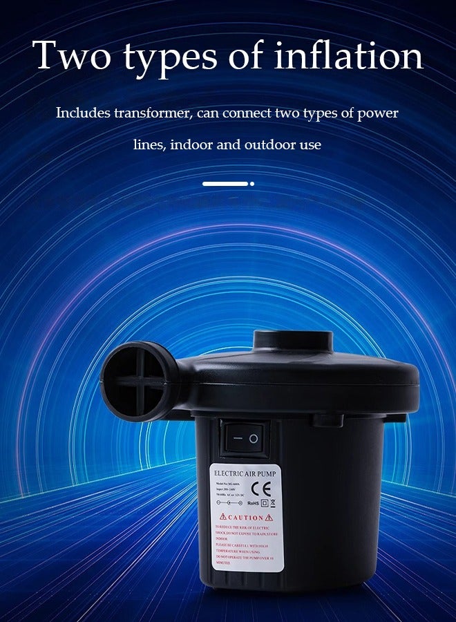 Portable electric camping inflatable pump with 3 nozzles Quick-Fill Deflate & Inflate Pump for Paddling Pool, AirBed Pump, Swimming Pool Camping Air Bed Air Mattresses - Image 2