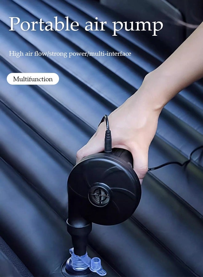 Portable electric camping inflatable pump with 3 nozzles Quick-Fill Deflate & Inflate Pump for Paddling Pool, AirBed Pump, Swimming Pool Camping Air Bed Air Mattresses - Image 3