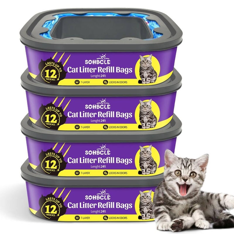 SOHBCLE Cat Litter Refill Bags| 4-Pack Cartridges Compatible with Genie Cat Litter Refills Standard,Plus and Style Pail | Superior Odor Control (NOT Compatible with XL) - Image 1