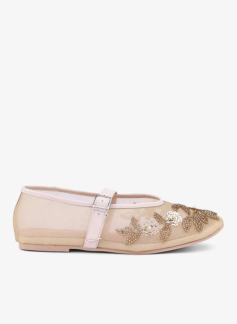 IconStyle Beaded Mesh Mary Jane Flats