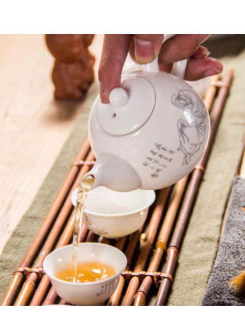 Jingke Pure Hand-made Teapots Kung Fu Teapots Household Teapots Exquisite Ceramic Tea Sets,Cyan Flower White Tea Teapot 200ml - Image 4