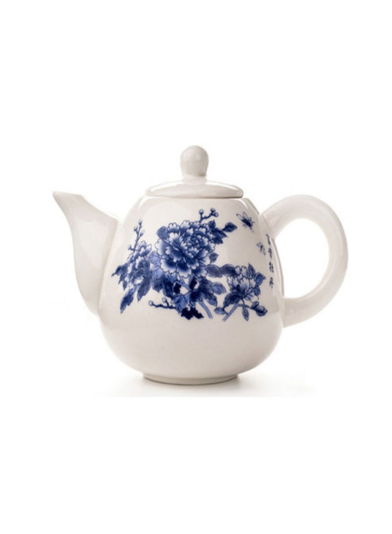 Jingke Pure Hand-made Teapots Kung Fu Teapots Household Teapots Exquisite Ceramic Tea Sets,Cyan Flower White Tea Teapot 200ml - Image 1