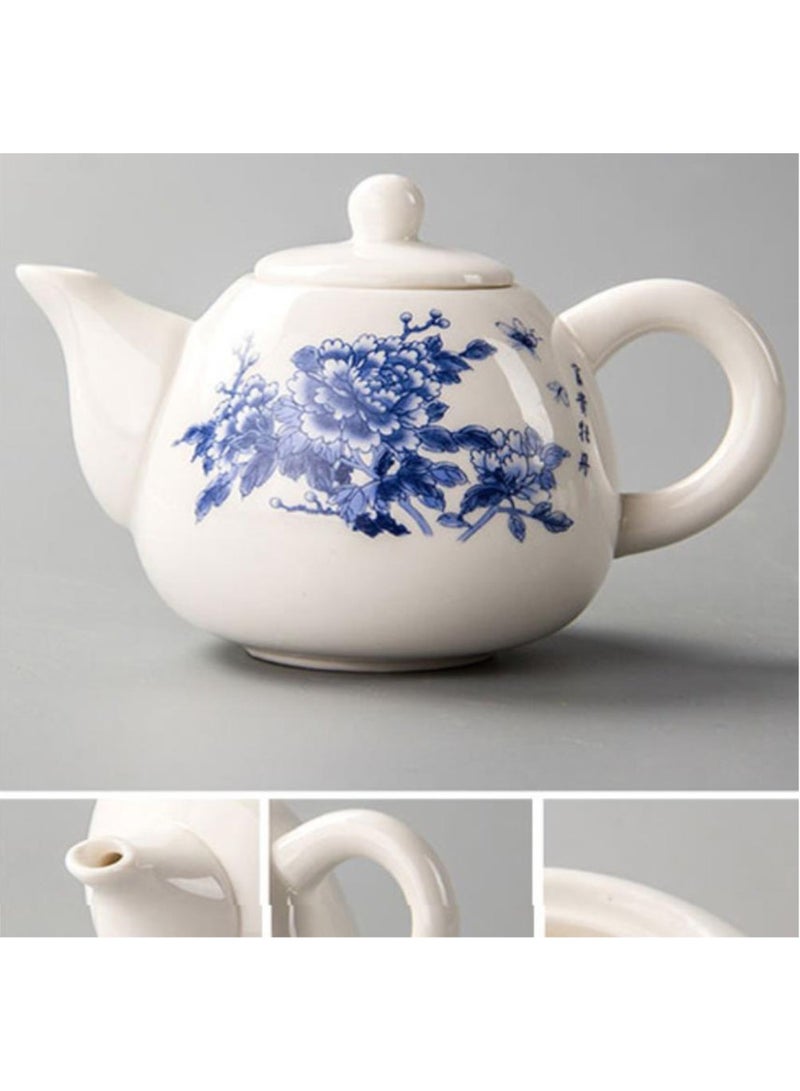 Jingke Pure Hand-made Teapots Kung Fu Teapots Household Teapots Exquisite Ceramic Tea Sets,Cyan Flower White Tea Teapot 200ml - Image 3