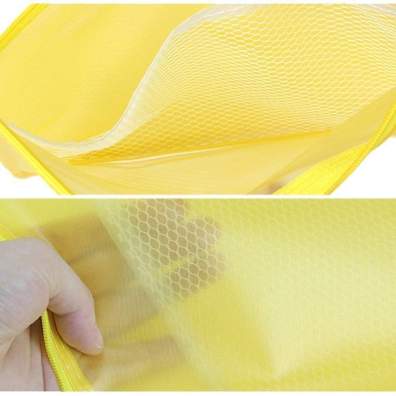 True-Ally A4 Mesh Zipper Pencil Pen Stationary Case Travel Document Holder Bag Cosmetics Vanity Pouch (Colour May Vary, 32cm X 24cm)- Pack of 5 (A4) - Image 4