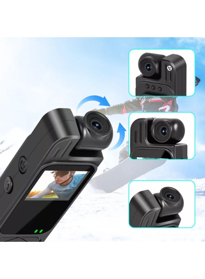 Chabeia Mini Body Camera with 180° Rotating Lens Action Detection HD Infrared Night Vision 64GB TF Card Storage 1080P Recorder (Black) - Image 4