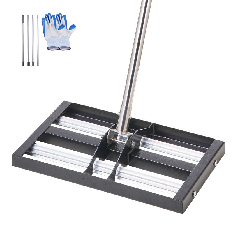 VEVOR Updated Lawn Leveling Rake with Roller 17 x 10 Stainless Steel Lawn Leveler with 634 Adjustable Handle Heavy Duty Yard Leveling Rake Effort Saving Lawn Leveling Tool for Yard Golf Court - Image 2