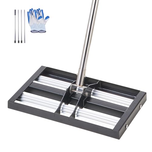 VEVOR Updated Lawn Leveling Rake with Roller 17 x 10 Stainless Steel Lawn Leveler with 634 Adjustable Handle Heavy Duty Yard Leveling Rake Effort Saving Lawn Leveling Tool for Yard Golf Court - Image 1