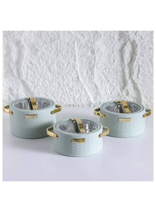 دانوب هوم Luxura Klass 3-Piece Casserole Set - Mint Green, Hot Pot Cookware, 1500ml, 2000ml, 2500ml, Durable Stainless Steel, Airtight Lids, Easy Clean, Perfect for Kitchen & Table Top