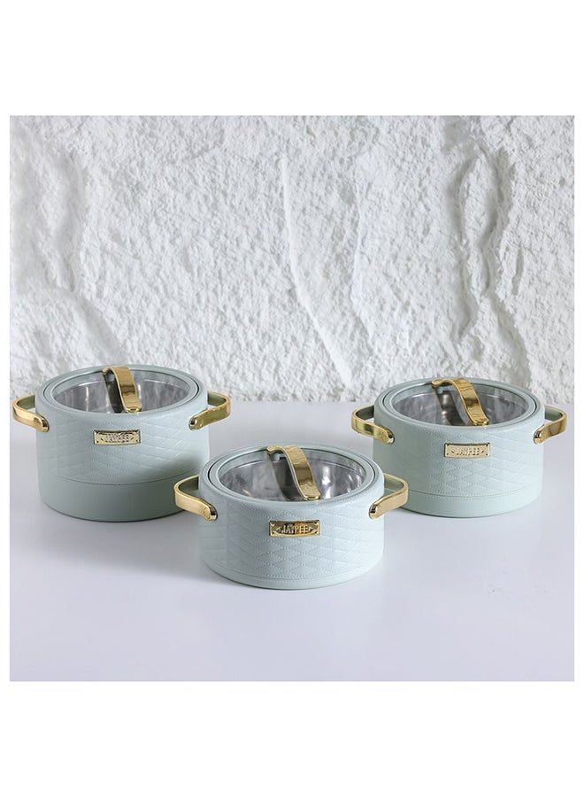 DANUBE HOME Luxura Klass 3-Piece Casserole Set - Mint Green, Hot Pot Cookware, 1500ml, 2000ml, 2500ml, Durable Stainless Steel, Airtight Lids, Easy Clean, Perfect for Kitchen & Table Top