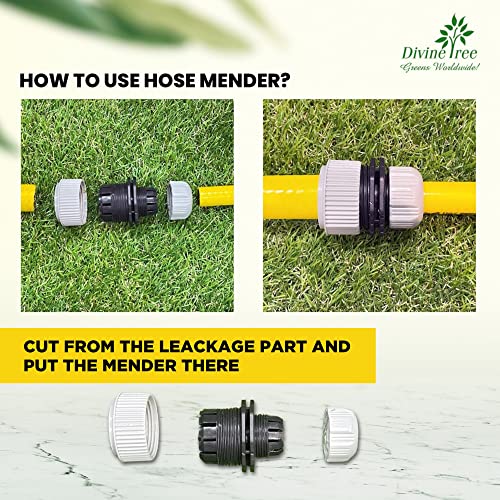 DIVINE TREE 1/2 to 3/4 Inch Hose Pipe Joiner & Repair Connector – Heavy-Duty Water Pipe Connector Joint | Leak-Proof Quick Hose Mender for Garden, Irrigation & Outdoor Use (1/2 to 3/4 Inch)-Grey - Image 5