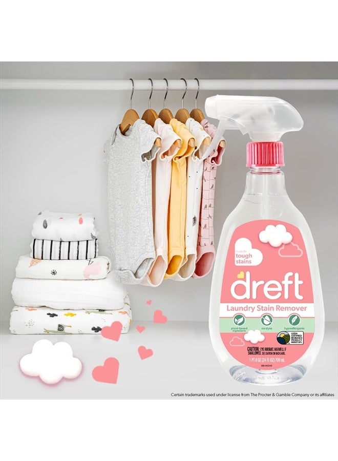 Dreft مزيل بقع ملابس الأطفال، خالي من العطور ومضاد للحساسية، بخاخ مزيل بقع الأطفال بحجم السفر، 24 أونصة سائلة (عبوة من 2 + قلم مزيل بقع) - Image 5