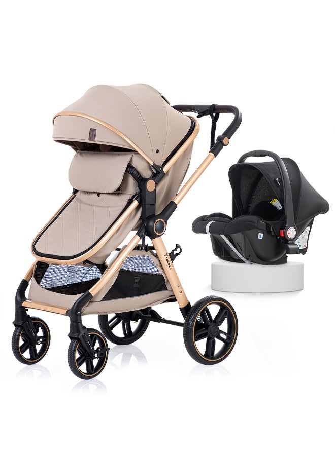 TEKNUM نظام السفر TEKNUM مع عربة أطفال 3 في 1، محول ومقعد سيارة للأطفال - بيج - Image 1
