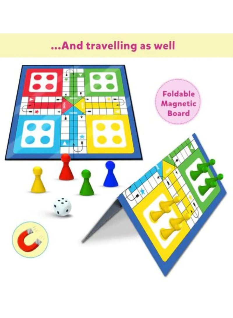 2-In-1 Snakes And Ladder Cum Ludo Plastic Foldable Colourful Board Games - Image 3