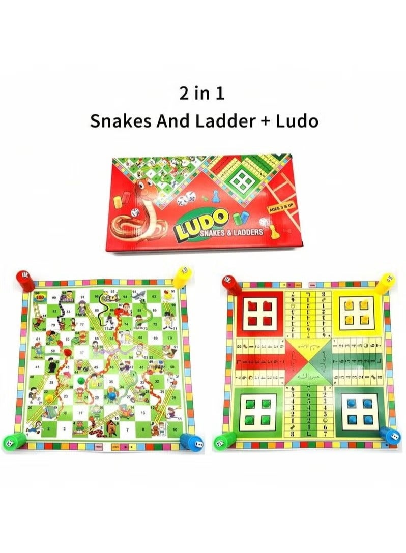 2-In-1 Snakes And Ladder Cum Ludo Plastic Foldable Colourful Board Games - Image 5