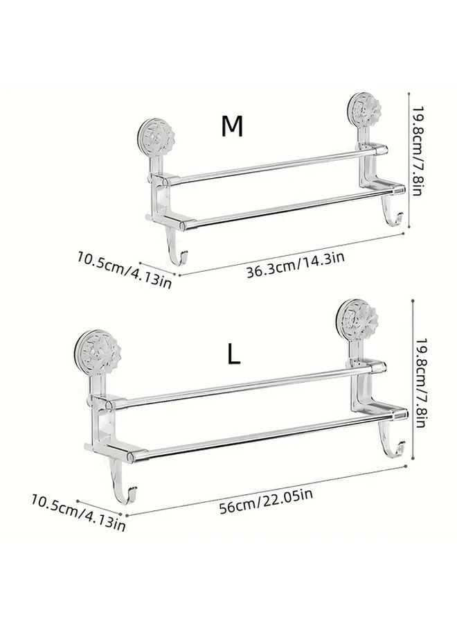 Large Double Bar Wall Mounted Towel Rack With Hooks Bathroom Accessories - Image 2