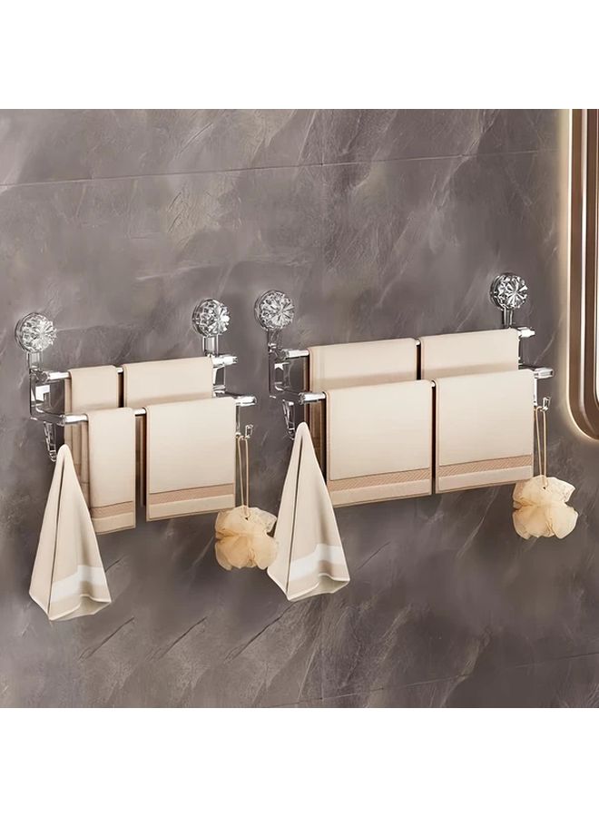 Large Double Bar Wall Mounted Towel Rack With Hooks Bathroom Accessories - Image 4