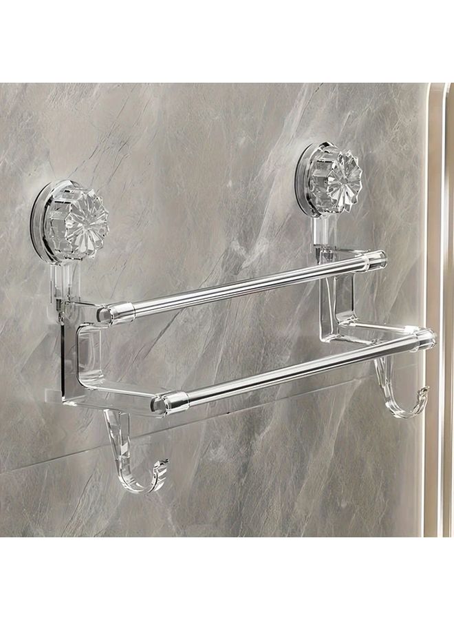 Large Double Bar Wall Mounted Towel Rack With Hooks Bathroom Accessories - Image 5