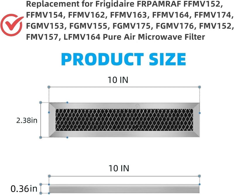 cdipkif 2 charcoal filter with aluminum frame for Frigidaire FRPAMRAF Replacement Air Microwave Filter Replacement FFMV152,FGMV153,FFMV154,FGMV155,FMV157,FFMV162, FFMV163, FFMV164,FFMV174,FGMV175, FGMV176 - Image 2