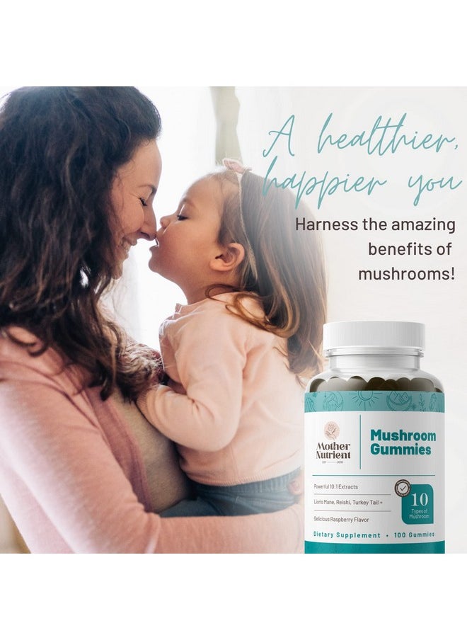 Mother Nutrient - Mushroom Supplement Gummies With Pure Mushroom Extract Reishi Chaga Cordyceps Shiitake And Lions Mane Mushroom Supplement Blend 50Day Supply (100 Gummies) - Image 1