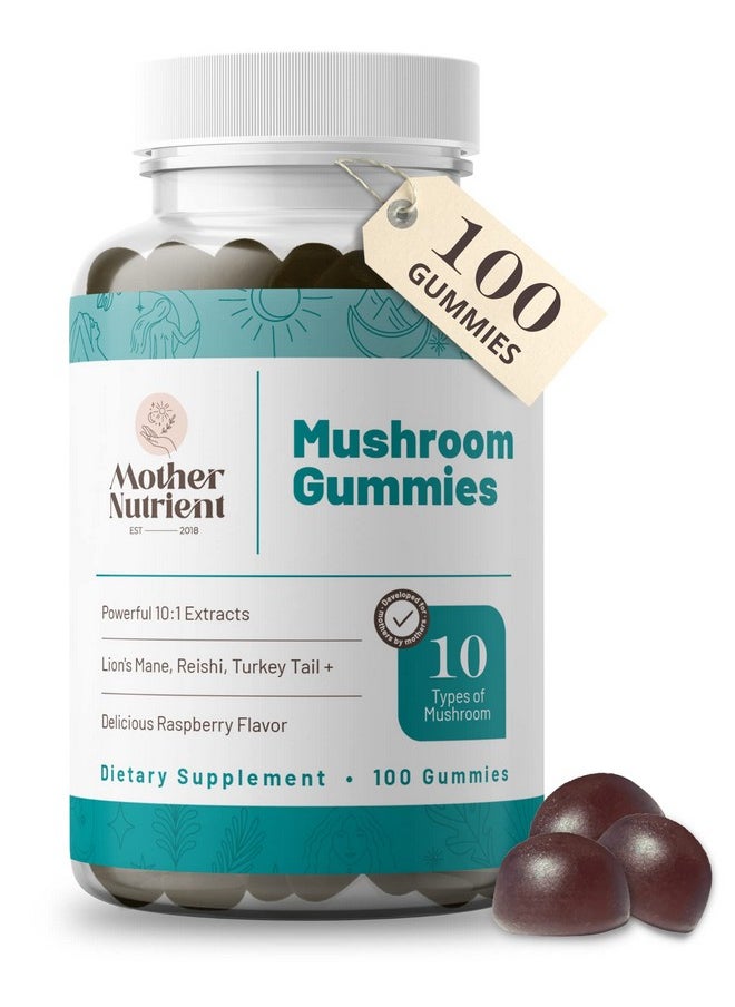Mother Nutrient - Mushroom Supplement Gummies With Pure Mushroom Extract Reishi Chaga Cordyceps Shiitake And Lions Mane Mushroom Supplement Blend 50Day Supply (100 Gummies) - Image 1