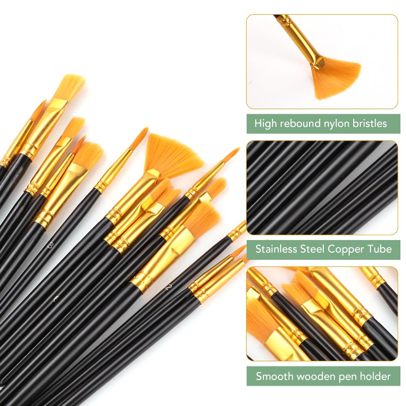 AROIC Acrylic Paint Brush Set,2pack/30pcs Nylon Hair Oil Watercolor Rock Face Painting Artist Paint Brushes, 15 Sizes Paint Brush Set for All Purposes Kids Adult Arts Painting Brush Supplies. - Image 3