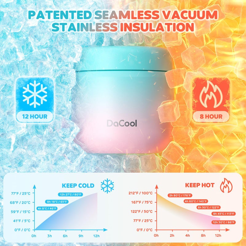 DaCool Kids Thermo for Hot Food Vacuum Stainless Steel Insulated Food Jar 13.5 OZ Kids Lunch Food Thermo Insulated Lunch Container Bento for School Office Picnic Travel Outdoors,Leakproof,BPA Free - Image 4