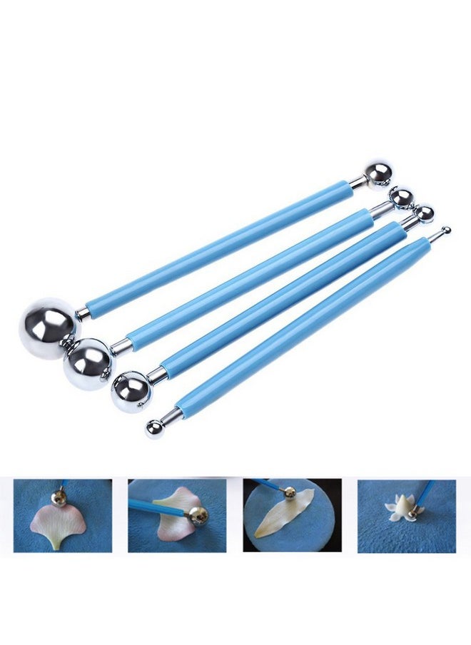 SteelFever - Fondant Cake Pan Flower Decorating Clay Flower Sugar Craft Ball Model Diy Tool (Small (4Pcs)) - Image 1