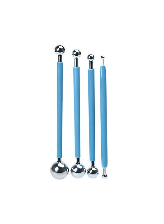 SteelFever - Fondant Cake Pan Flower Decorating Clay Flower Sugar Craft Ball Model Diy Tool (Small (4Pcs)) - Image 1