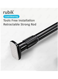 Rubik Shower Curtain Rod Adjustable 50cm to 80cm, Thick & Extendable Telescopic Length Tension Bar Painted Surface No Drill Type for Bathroom Shower Bathtub Cabinet Black  - Image 3