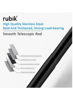 Rubik Shower Curtain Rod Adjustable 50cm to 80cm, Thick & Extendable Telescopic Length Tension Bar Painted Surface No Drill Type for Bathroom Shower Bathtub Cabinet Black  - Image 4