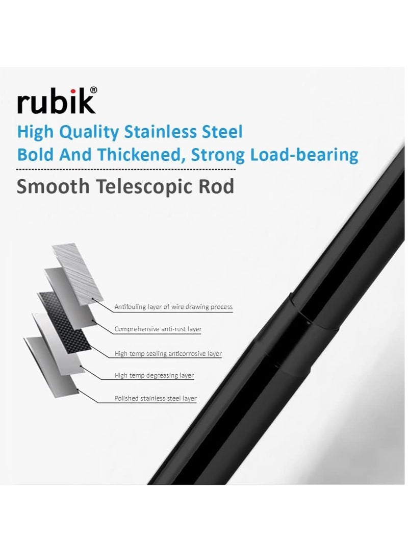 Rubik Shower Curtain Rod Adjustable 50cm to 80cm, Thick & Extendable Telescopic Length Tension Bar Painted Surface No Drill Type for Bathroom Shower Bathtub Cabinet Black - Image 4