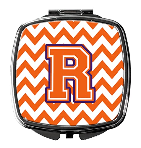 Caroline's Treasures CJ1062-RSCM Letter R Chevron Orange and Regalia Compact Mirror Decorative Travel Makeup Mirror for Women Girls Gifts Pocket Makeup Mirror Folding Handheld - Image 5