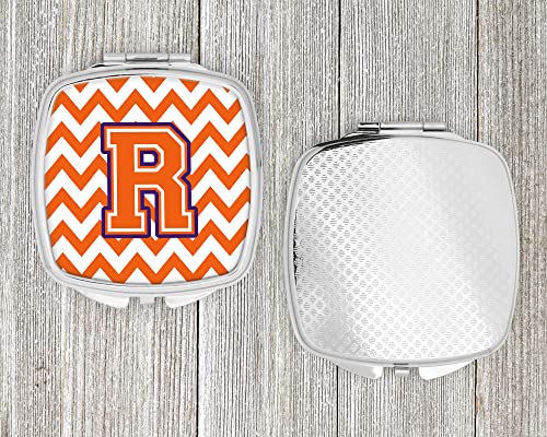 Caroline's Treasures CJ1062-RSCM Letter R Chevron Orange and Regalia Compact Mirror Decorative Travel Makeup Mirror for Women Girls Gifts Pocket Makeup Mirror Folding Handheld - Image 4
