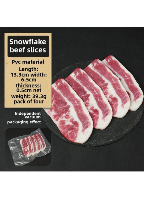 Simulation Sirloin Steak Fake Beef Model And Beef Snowflake Tomahawk Cowboy Bone Roast Piece Luncheon Meat Props Ornaments-Color:Snowflake Beef Slices Four Pieces A Bag