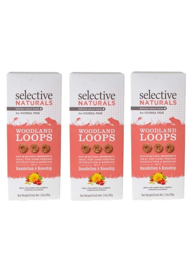 سوبريم مجموعة Supreme Petfoods المكونة من 3 قطع من مكافآت خنازير غينيا من Selective Naturals Woodland Loops، 2.8 أونصة لكل منها، مع الهندباء ووركين الورد  - Image 1