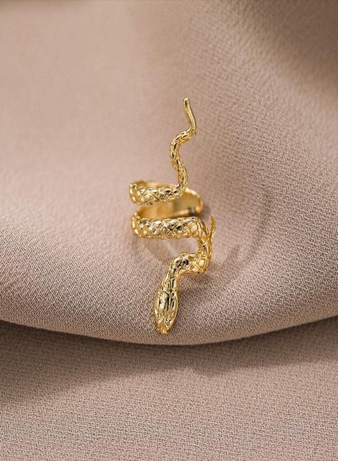 Pingyongchang Ear Cuff Earrings Snake Earrings for Women C Shape Crystal Non Piercing Clip on Earrings Snake Ear Cuff Clip Wrap Earrings Non Piercing Cartilage Cuff Earrings Gothic Jewelry Gifts-A Gold - Image 5