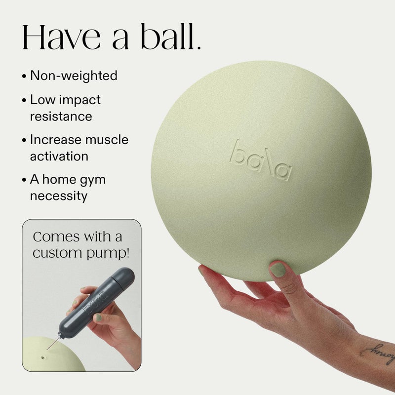 Bala Pilates Ball, Non-Weighted Exercise Ball - Small 8" Yoga Ball for Barre, Stretching, Strength & Core Training - Workout Accessory with Mini Pump for Home Gym & Fitness Routines - 100% PVC - Image 3