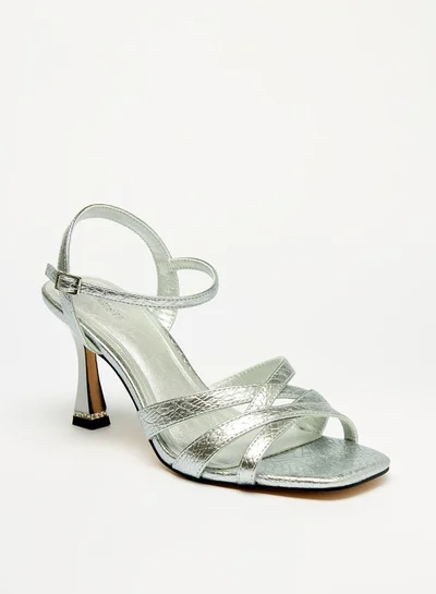 Celeste Women's Solid Sandals with Stiletto Heels and Buckle Closure
