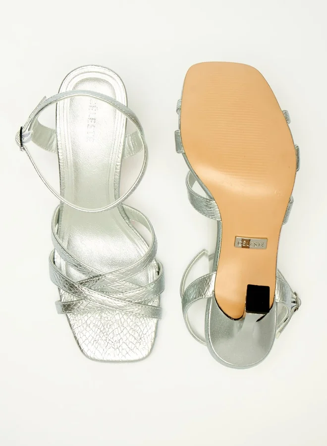 Celeste Women's Solid Sandals with Stiletto Heels and Buckle Closure