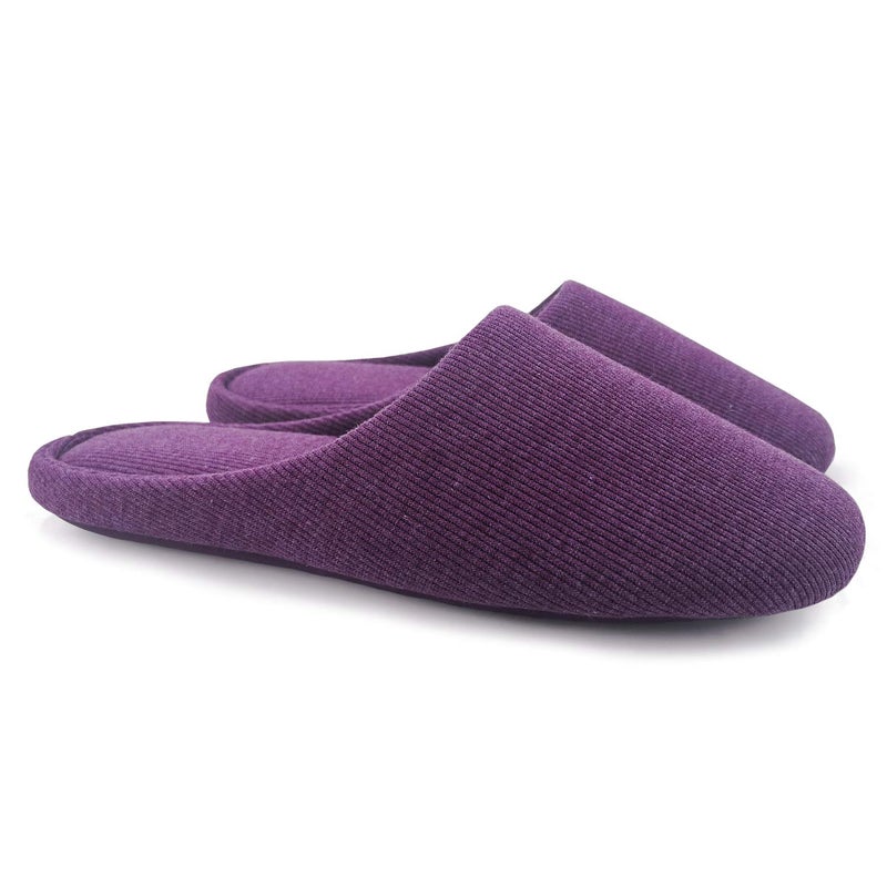 ofoot Women's Non-Slip House Slippers - Lightweight Cotton Memory Foam Indoor Slip-On, Machine Washable & Foldable Travel Design for Home, Yoga, Narrow/Wide Fit Options (11-Purple, US 9-10) - Image 5
