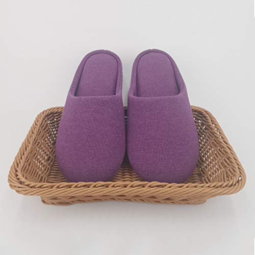 ofoot Women's Non-Slip House Slippers - Lightweight Cotton Memory Foam Indoor Slip-On, Machine Washable & Foldable Travel Design for Home, Yoga, Narrow/Wide Fit Options (11-Purple, US 9-10) - Image 2