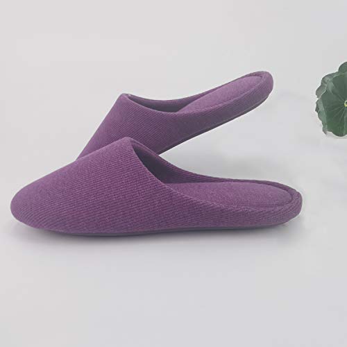ofoot Women's Non-Slip House Slippers - Lightweight Cotton Memory Foam Indoor Slip-On, Machine Washable & Foldable Travel Design for Home, Yoga, Narrow/Wide Fit Options (11-Purple, US 9-10) - Image 4