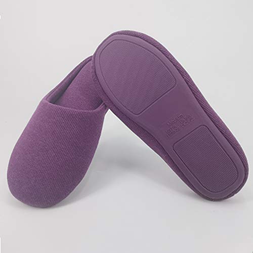 ofoot Women's Non-Slip House Slippers - Lightweight Cotton Memory Foam Indoor Slip-On, Machine Washable & Foldable Travel Design for Home, Yoga, Narrow/Wide Fit Options (11-Purple, US 9-10) - Image 3