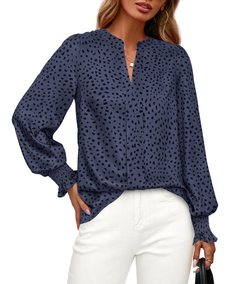 MASCOMODA Womens Boho Floral Long Sleeve Tops Spring Fashion 2026 V Neck Loose Chiffon Work Blouses Dressy Casual Shirts - Image 4