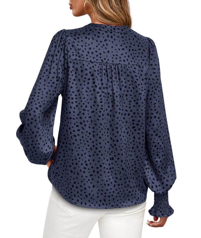 MASCOMODA Womens Boho Floral Long Sleeve Tops Spring Fashion 2026 V Neck Loose Chiffon Work Blouses Dressy Casual Shirts - Image 5
