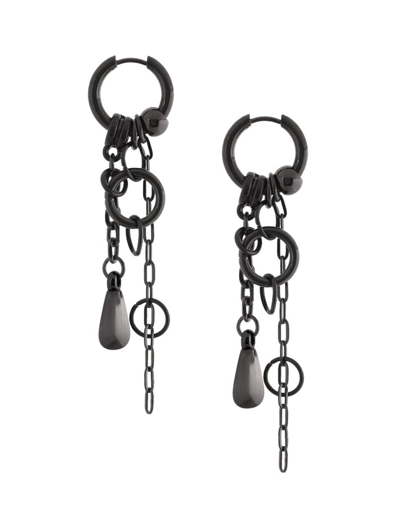 Sacina Gothic Punk Black Hoop Chain Earrings, Goth Emo Punk Grunge Earrings, Christmas Jewelry Gift For Women - Image 1