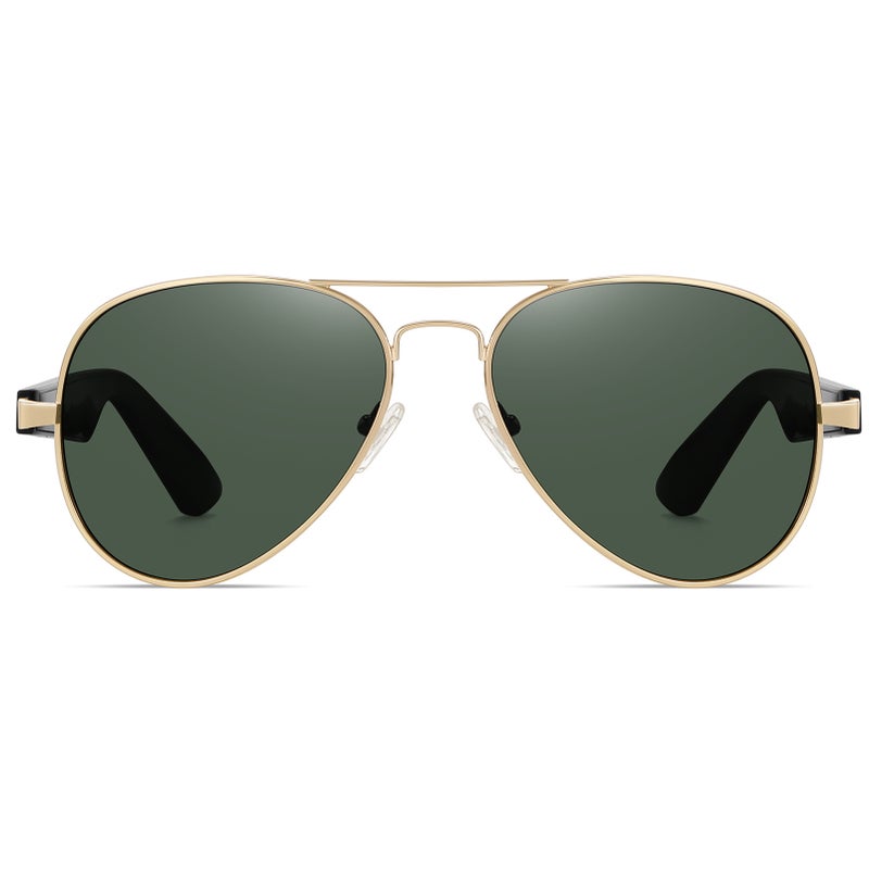 Smart BT5.4 Glasses, Stylish Sunglasses with Open-ear Audio, Voice Assistant, and Magnetic Charging - Ideal for Driving, Picnics, and Outdoor Activities Gold - Image 4
