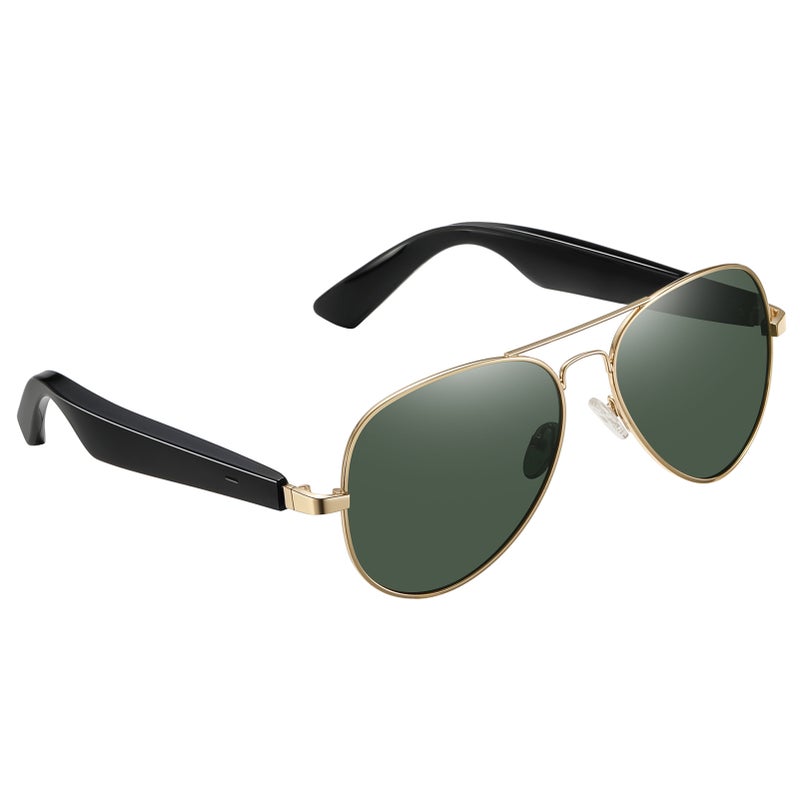 Smart BT5.4 Glasses, Stylish Sunglasses with Open-ear Audio, Voice Assistant, and Magnetic Charging - Ideal for Driving, Picnics, and Outdoor Activities Gold - Image 3
