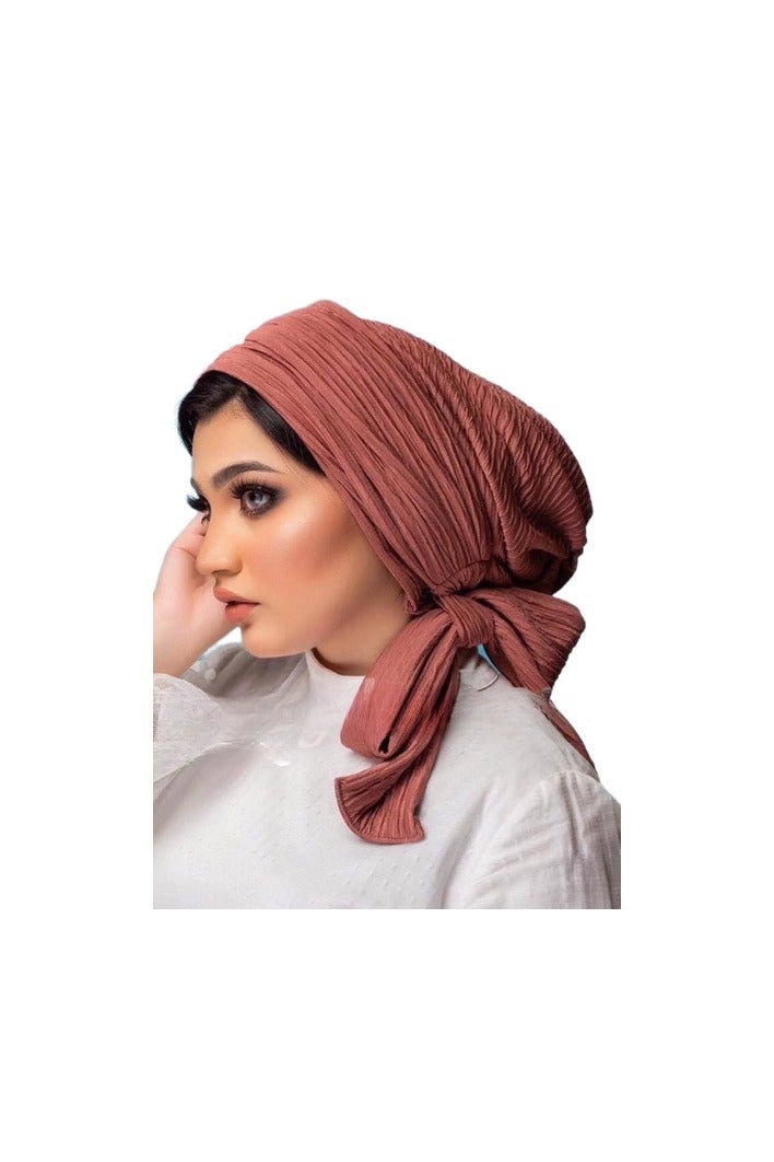 طرحة مكرمش فاخرة للنساء – تصميم عصري مريح – لون طوبي أنيق – خامة خفيفة عالية الجودة لإطلالة راقية