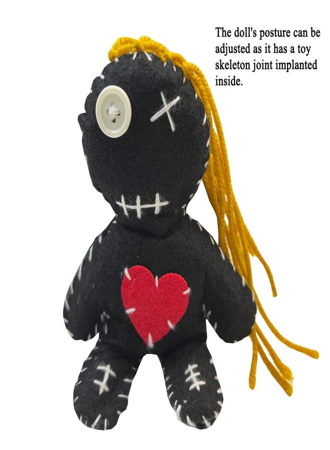 Stitch-Witch 6.2" Handmade Empath Protection Poppet Voodoo Doll, Halloween Decor, Witch Wicca Pagan Altar (Dark Golden Blonde Hair) - Image 3